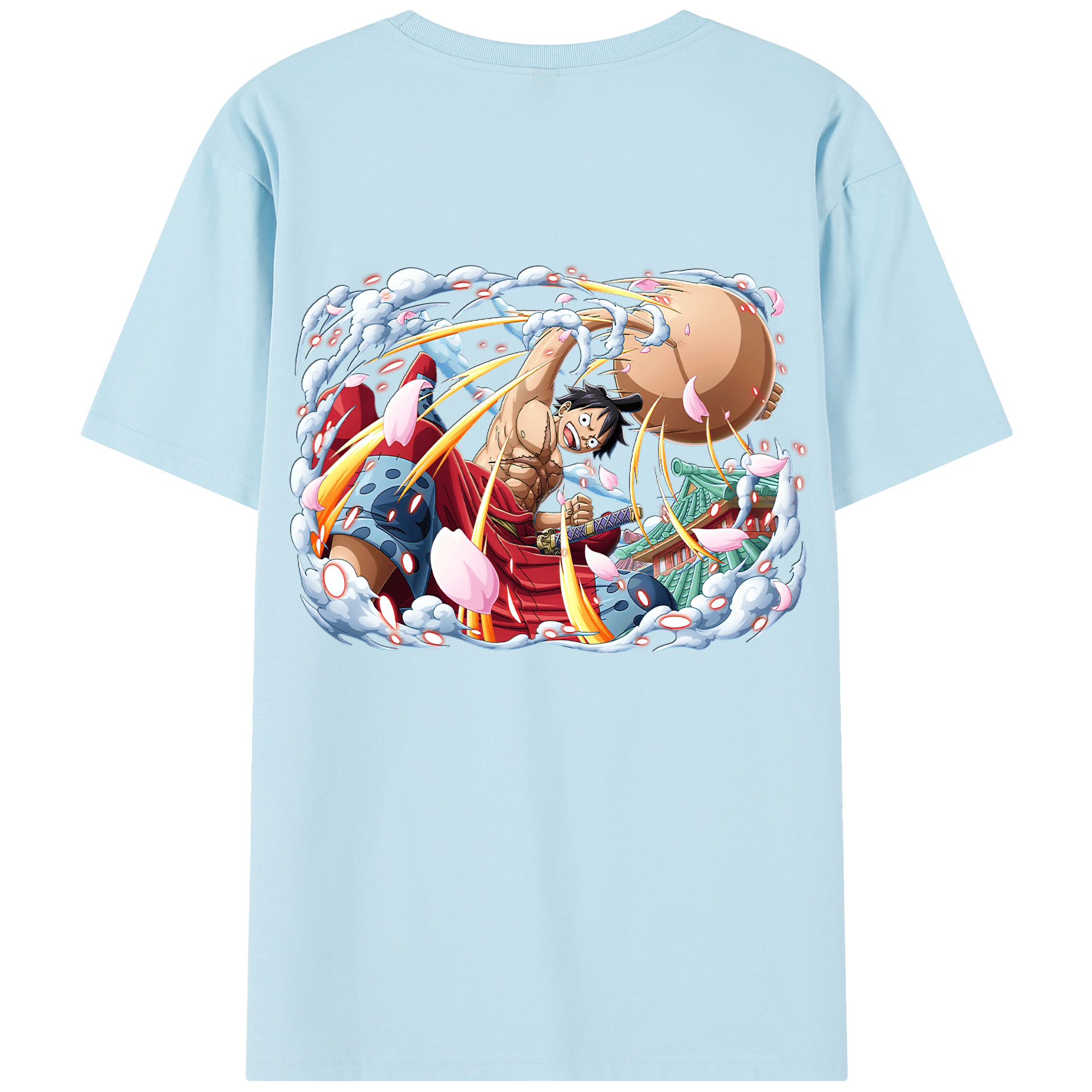 ワンピース モンキー・D・ルフィ ONE PIECE Monkey D. Luffy 綿100％半袖Tシャツ（背面プリント）